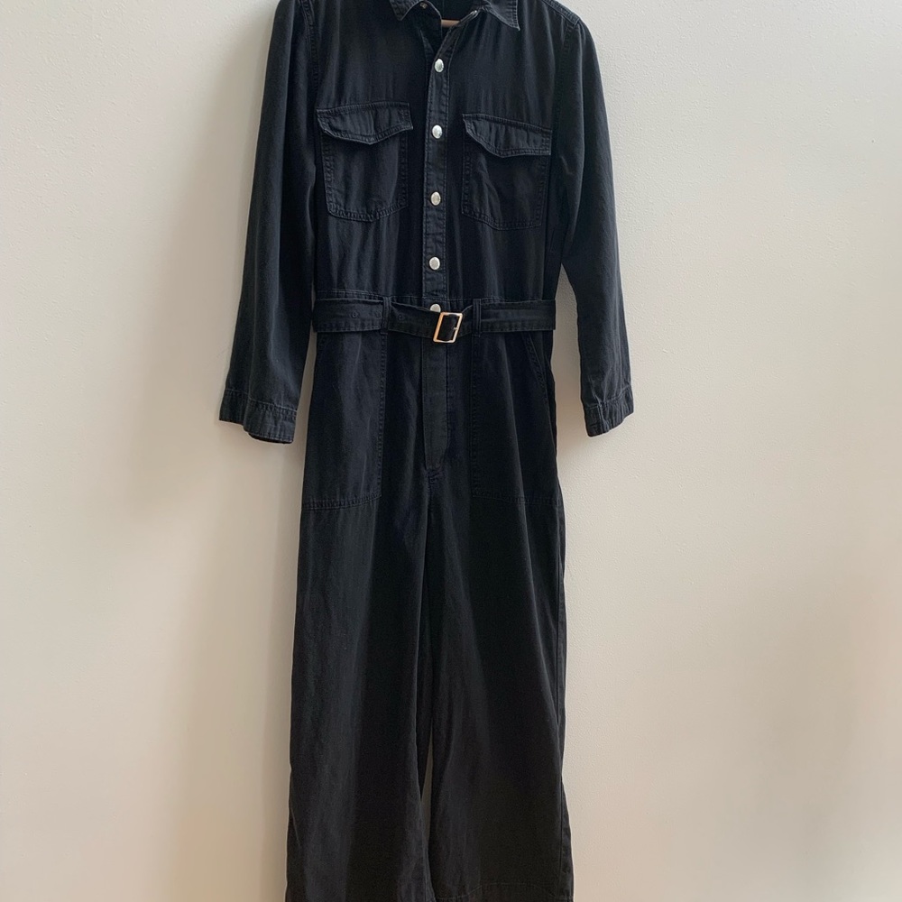 Black denim boiler jumpsuit